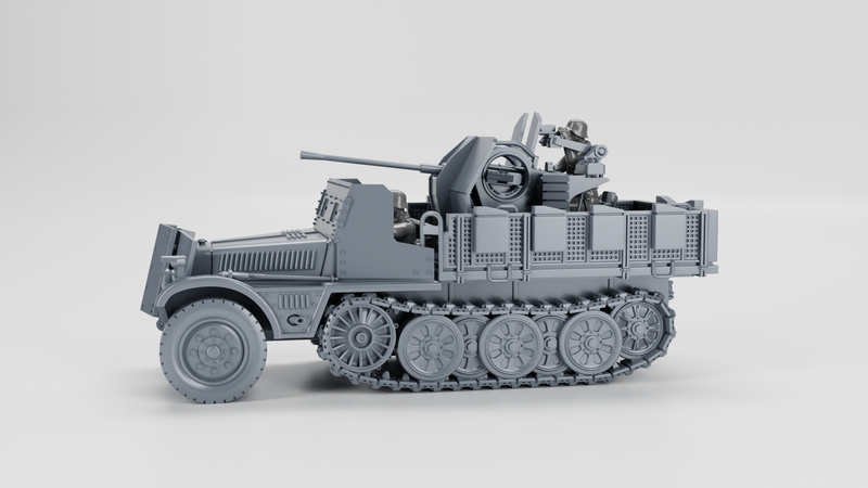 Sd.Kfz.10-5 with armor and 2 cm Flak 38 - German Army - 28mm Scale - Bolt Action - wargame3d