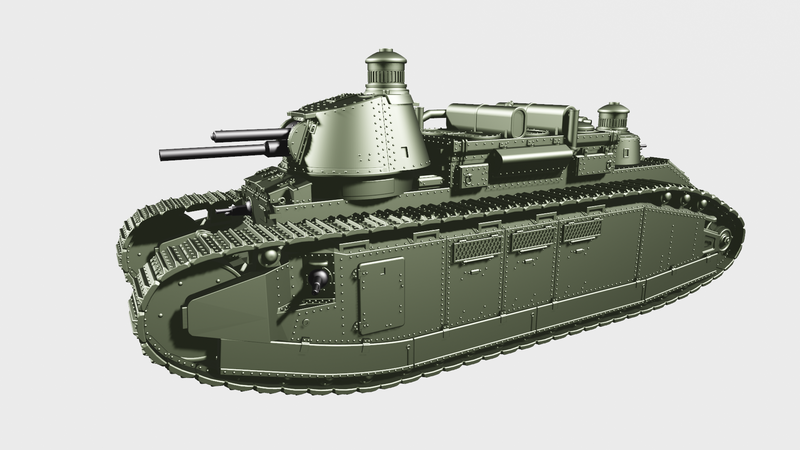 Super Heavy Tank Char 2C - French Army -  wargame3d- 28mm Scale