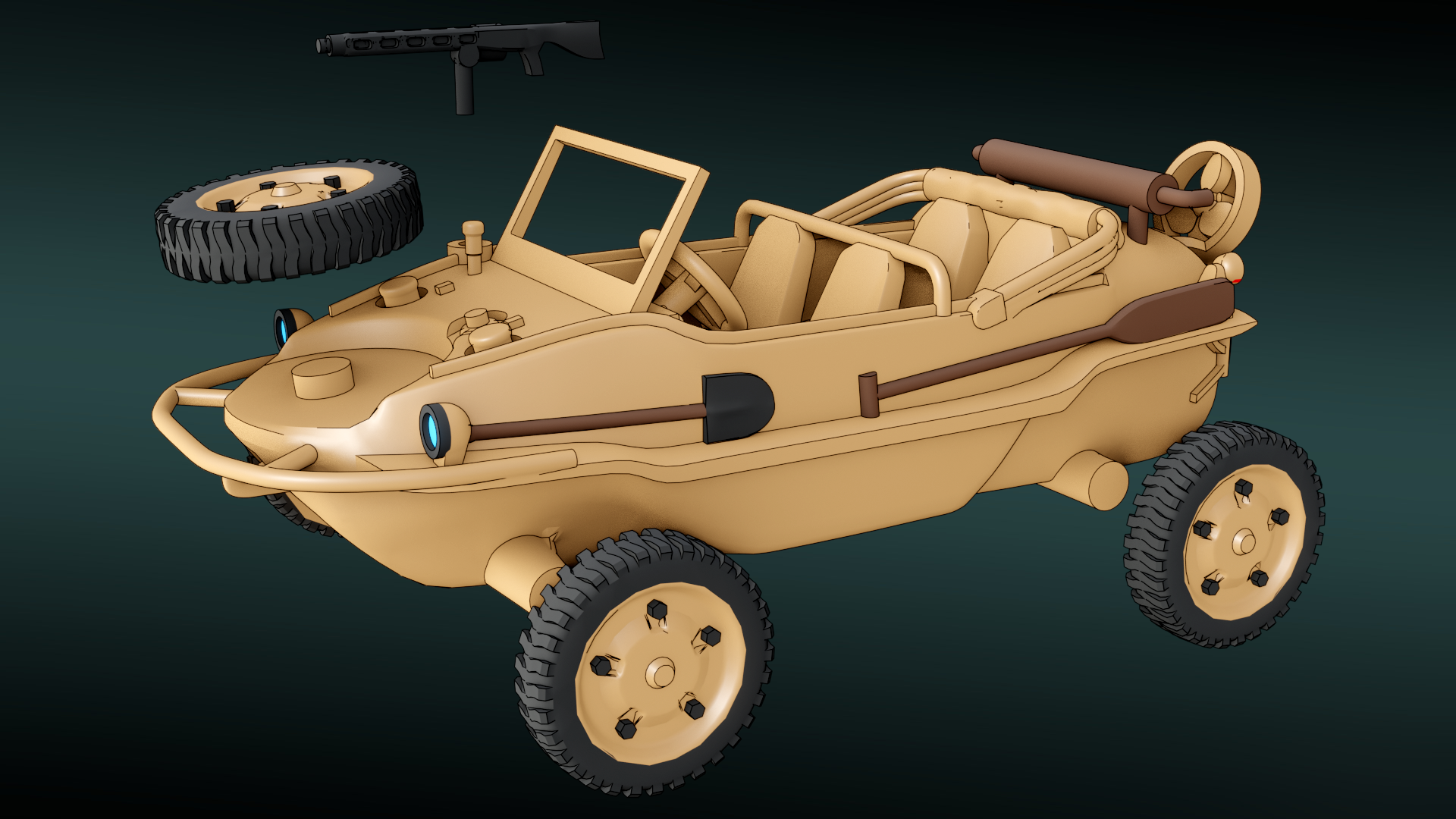 VW Schwimmwagen - German Army -  wargame3d- 28mm Scale