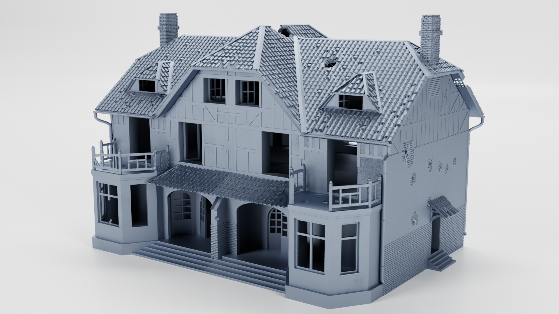 Canadian House (Canada) - Huge House 34X24X22cm- Juno Beach - 28mm Scale -  wargame3d