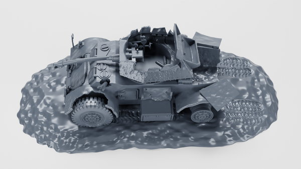 Destroyed Staghound Mk.III - Hadrian- 1 Markers - 40mm Marker - Bolt Action - wargame3d