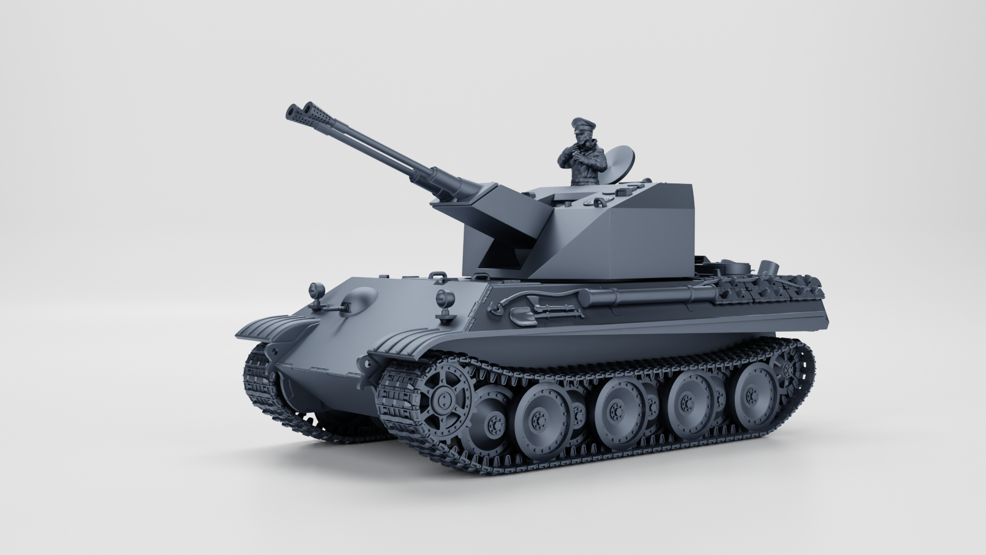 Flakpanzer V Coelian + 3 Tankmen - WWII - German Army -  wargame3d- 28mm Scale