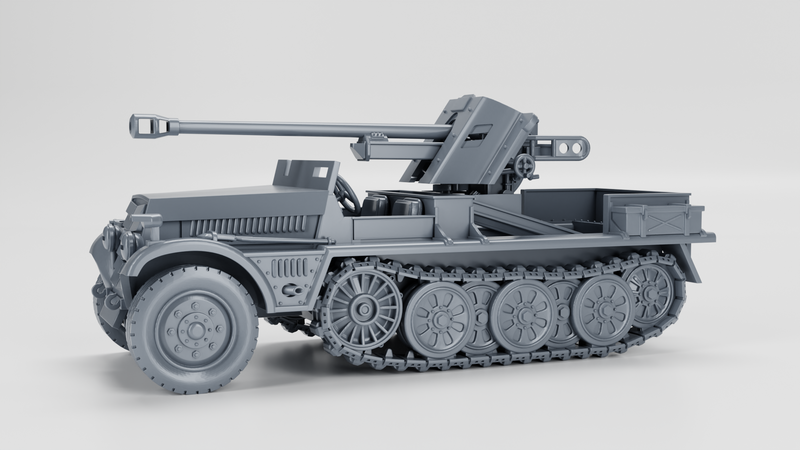 Sd.Kfz.10-5 with armor and 5cm PAK 38 - German Army - 28mm Scale - Bolt Action - wargame3d