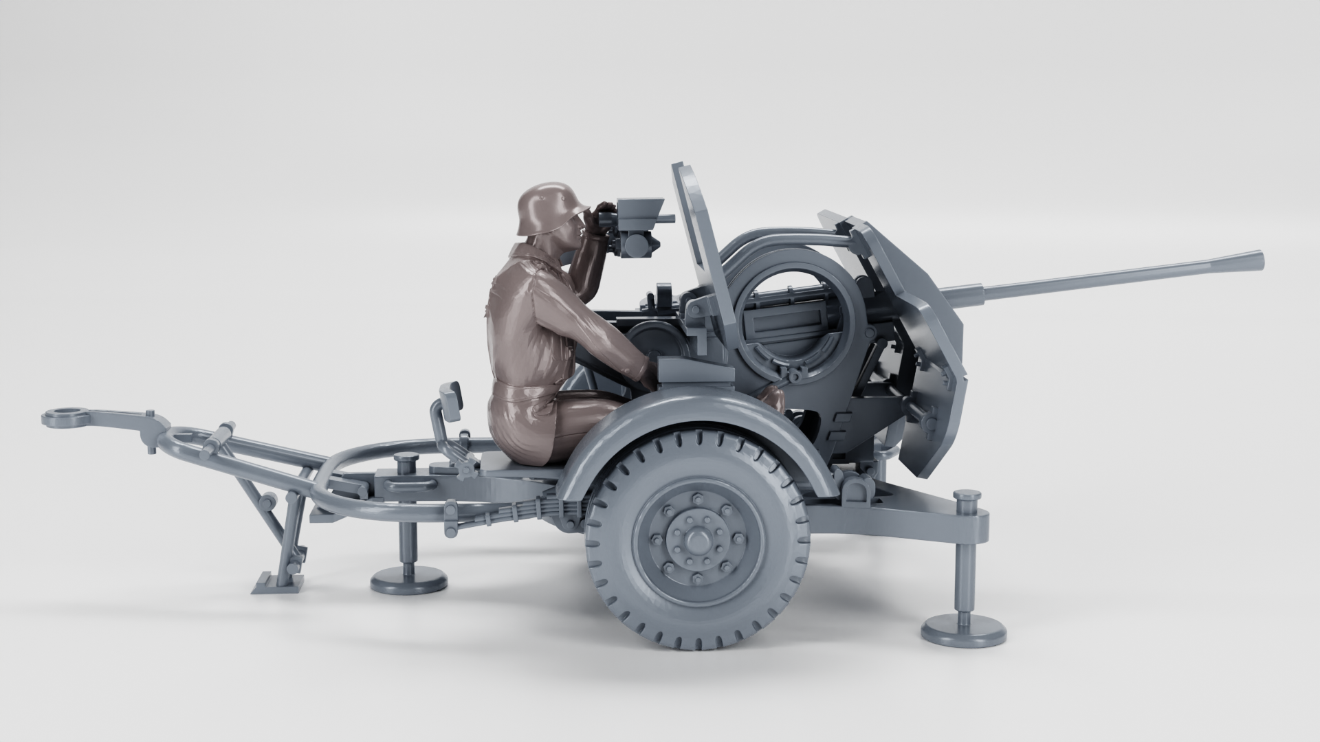 AA gun 20mm Flak 38+Gunner - WWII - German Army -  wargame3d- 28mm Scale