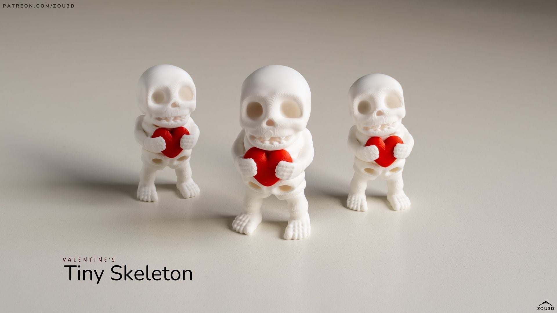 Valentine's Tiny Skeleton - Articulated - Keychain - Desk Ornament - ZOU3D