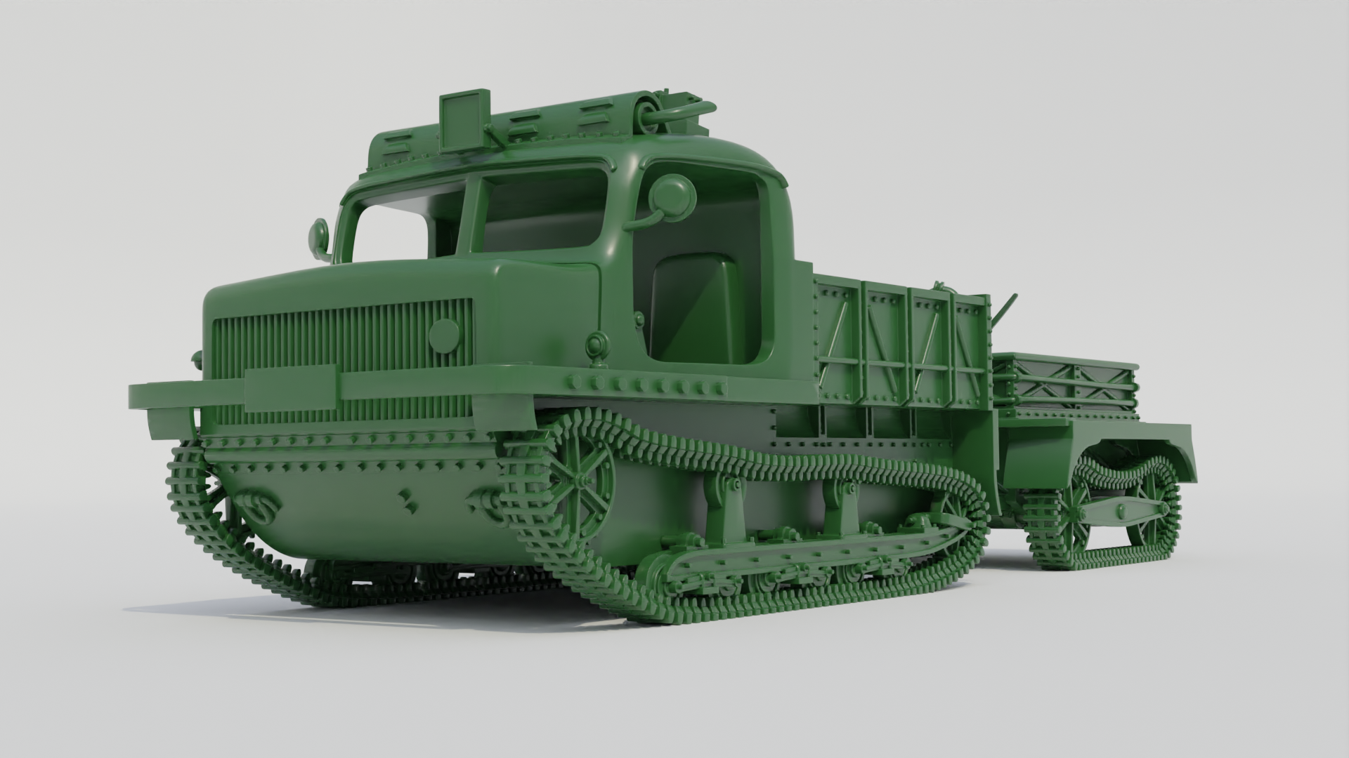 Tractor RENAULT 36R TRC and Trailer - Normandie - French Army - 28mm Scale -  wargame3d