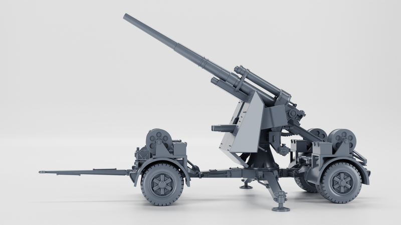 Anti-aircraft gun 88mm Flak 18 - wheeled+on cross - WWII - German Army - Bolt Action - wargame3d - 28mm Scale