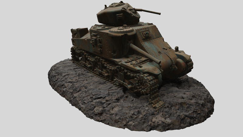 Destroyed M3 Lee Medium Tank - US Army - Bolt Action - wargame3d- 28mm Scale