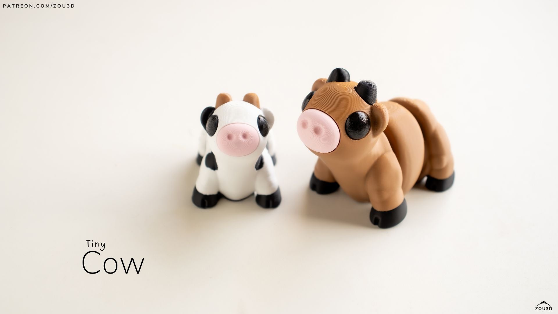 Tiny Cow - Articulated - Keychain - Desk Ornament - ZOU3D
