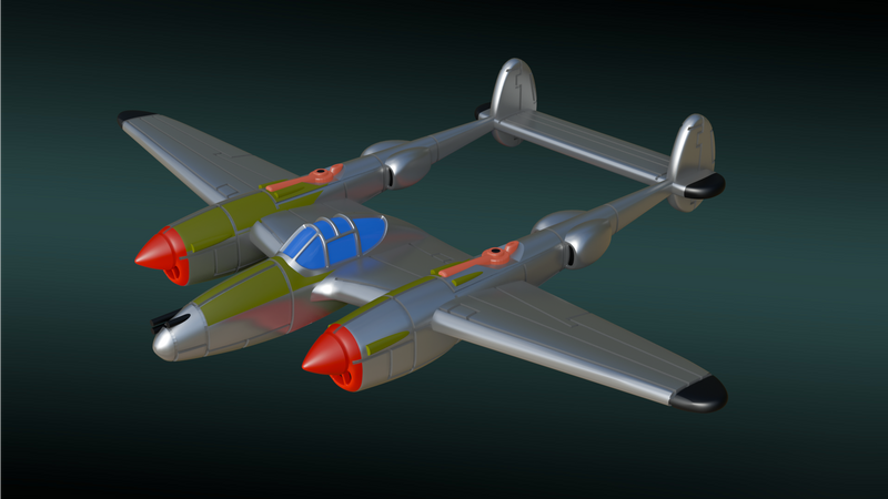 Lockheed P-38 Lightning - Battle Planes of WWII - 1/200 Scale - wargame3d