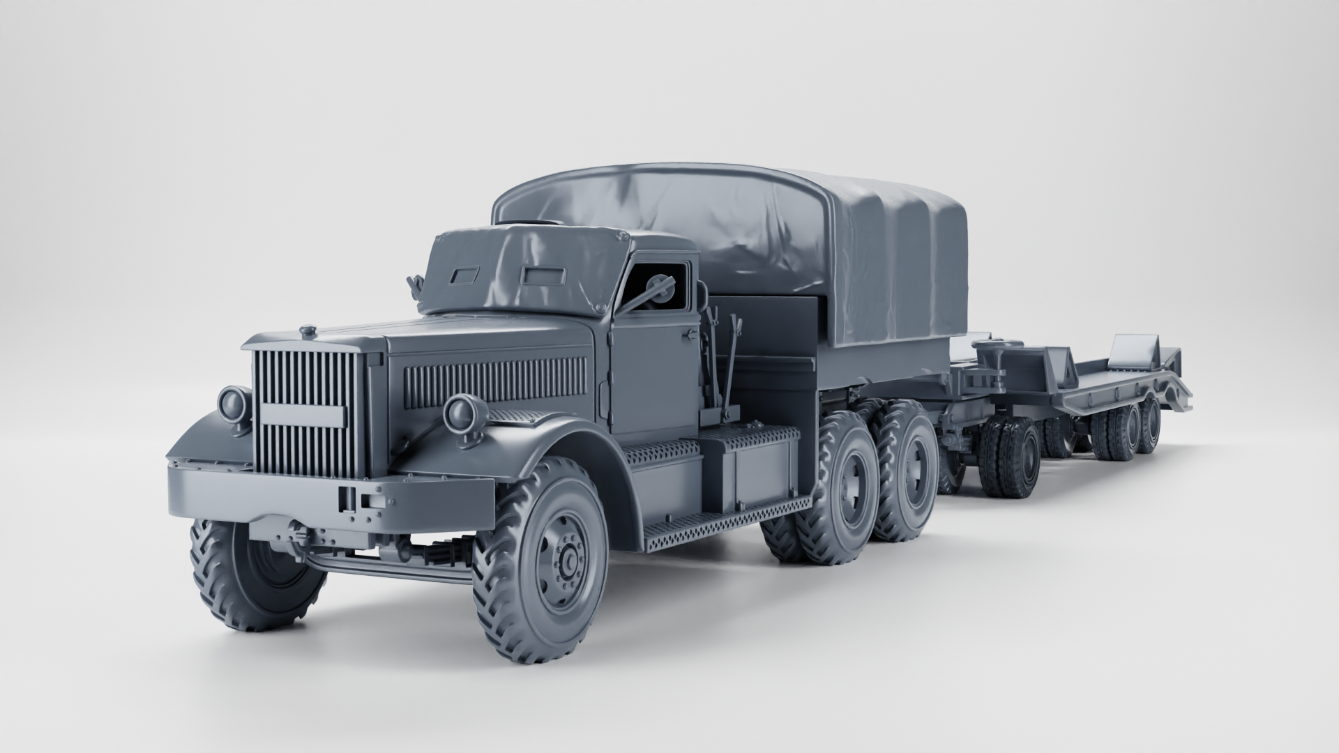 M19 Tank Transporter (US) - HEAVY TRANSPORTERS+TRAILERS of WW2 - US Army - 28mm Scale - Tank - Miniature - wargame3d