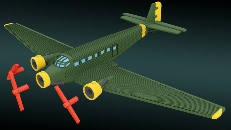 Junkers Ju 52 - Commercial Transcontinental Planes - 1/200 Scale - wargame3d