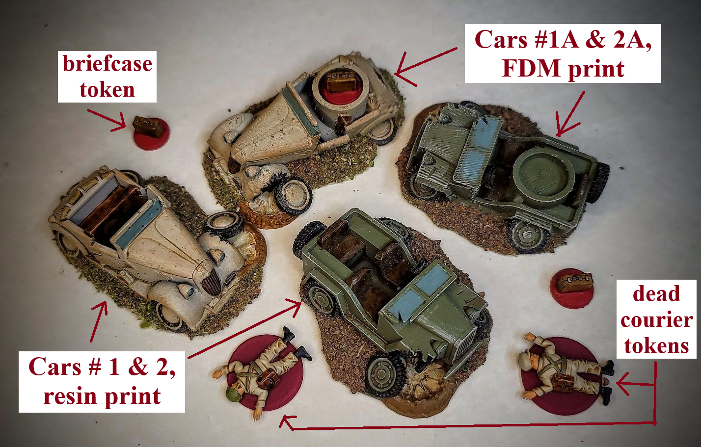 Dead Men DO Tell Tales Scenario Wrecked Cars and Tokens - War Games And Dioramas -  28 mm - Bolt Action