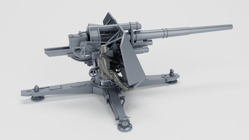 Anti-aircraft gun 88mm Flak 18 - wheeled+on cross - WWII - German Army - Bolt Action - wargame3d - 28mm Scale