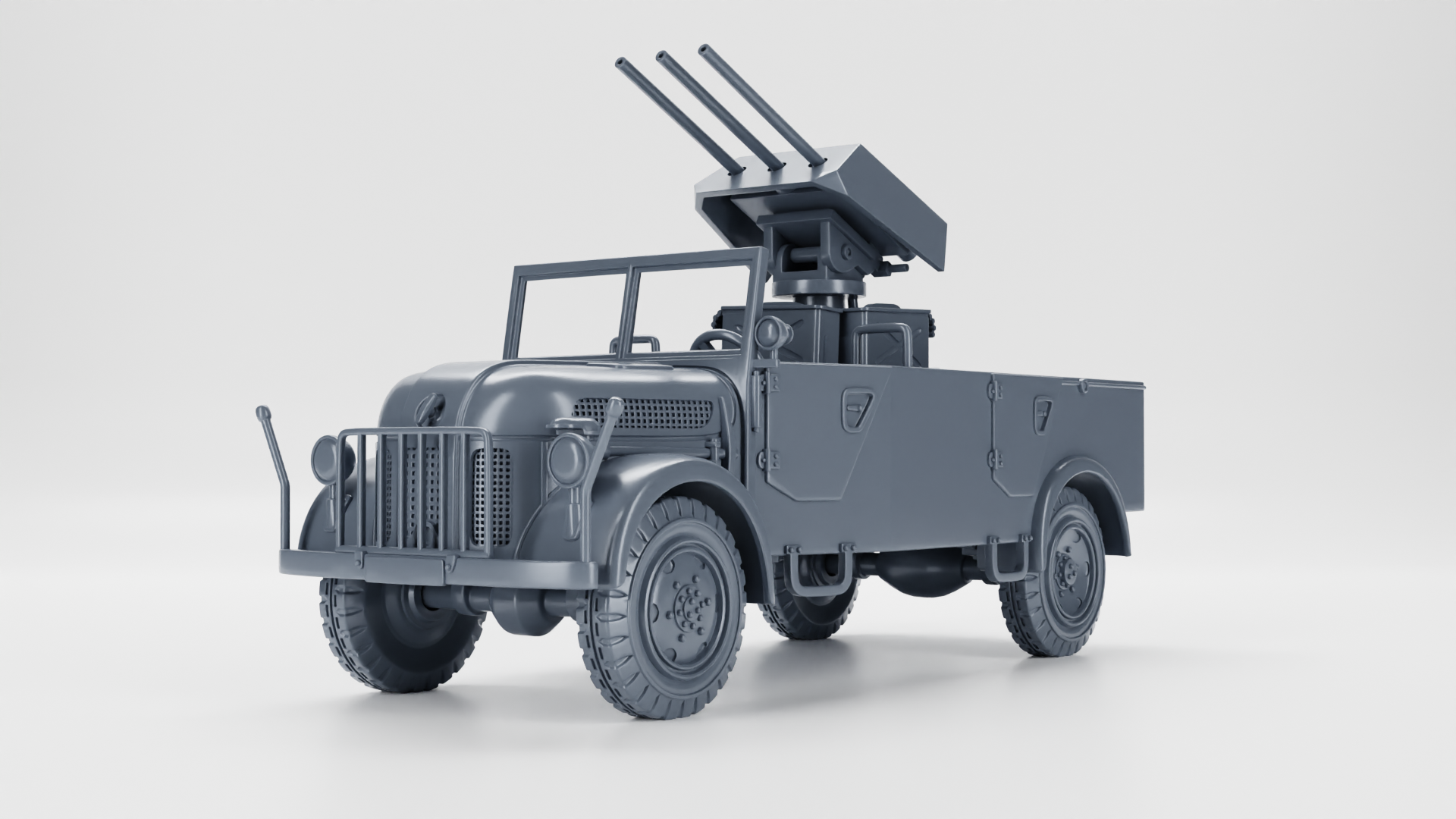 Steyr 1500 with Drilling MG151 + ammo trailer - WWII - German Army -  wargame3d - 28mm Scale