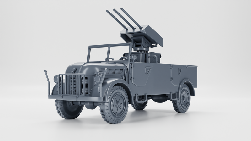 Steyr 1500 with Drilling MG151 + ammo trailer - WWII - German Army - Bolt Action - wargame3d - 28mm Scale