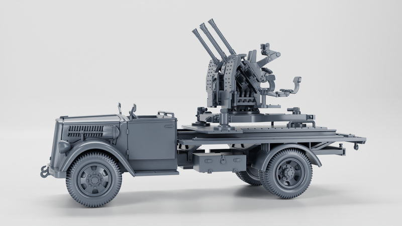 Opel Blitz with 20mm Flakvierling 38 AA Gun - Kfz.385 - Germany - Bolt Action - wargame3d - 28mm Scale