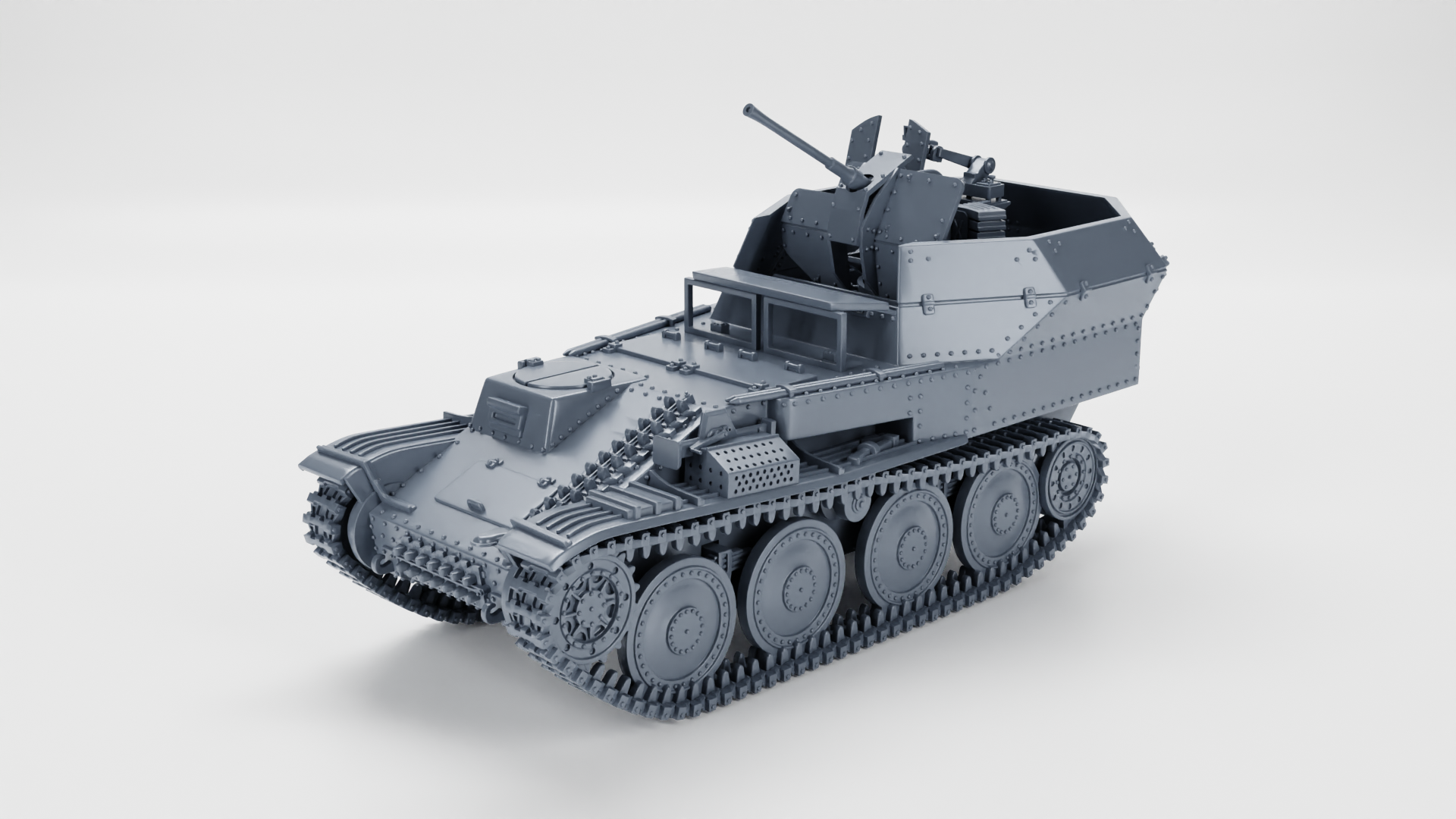 Flakpanzer 38(t) + Gunner - WWII - German Army -  wargame3d- 28mm Scale