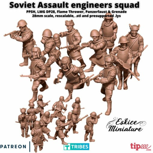 Soviet Assault Engineers Squad - Russian Army - 28mm -  Eskice Miniature