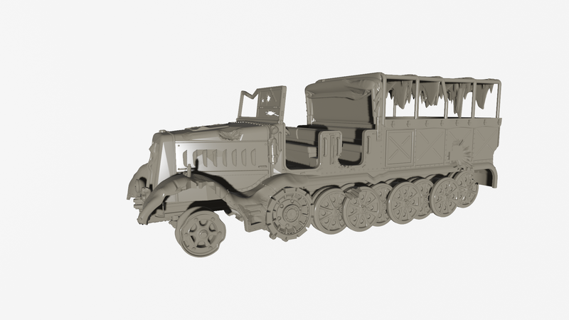 Destroyed Sd.Kfz.9 - German Army - Bolt Action - wargame3d- 28mm Scale