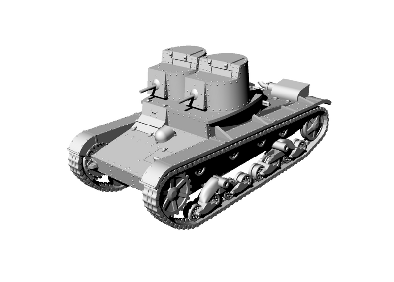 Т-26 Light tank (twin-turret) - Russian Army -  wargame3d- 28mm Scale