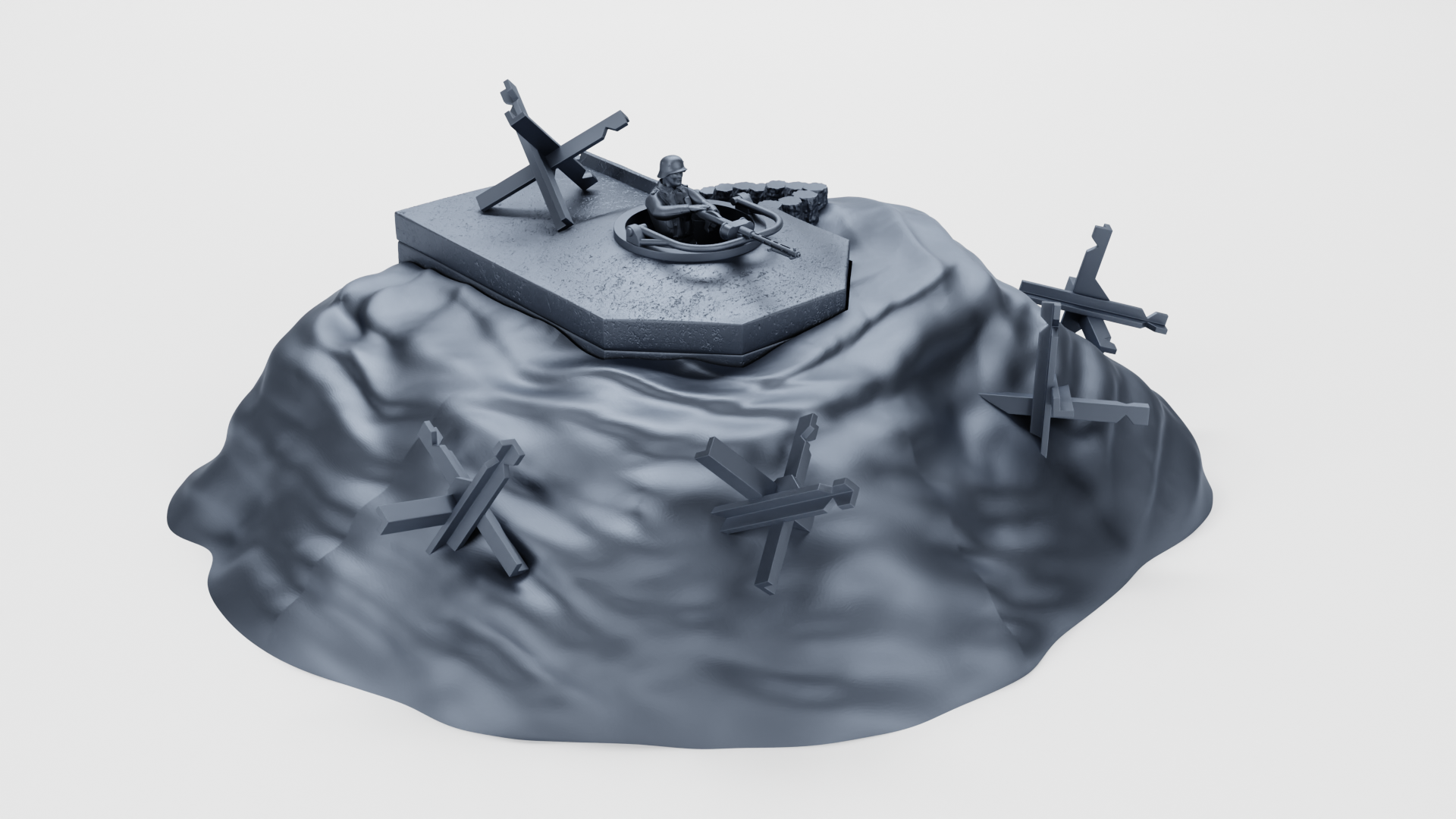 Bunker Tobruk Regelbau 58c (Germany) - 17 Buildings, Bunkers, Vehicles, and Aircraft of Juno Beach - German Scenery - 28mm Scale -  wargame3d