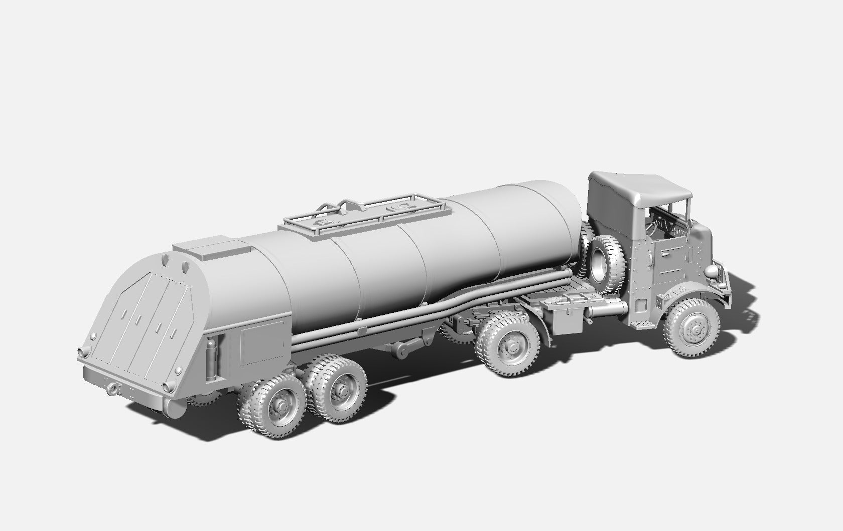 Autocar U-7144-T tractor + Fuel trailer (4x4)(US) - HEAVY TRANSPORTERS+TRAILERS of WW2 - US Army - 28mm Scale - Tank - Miniature - wargame3d