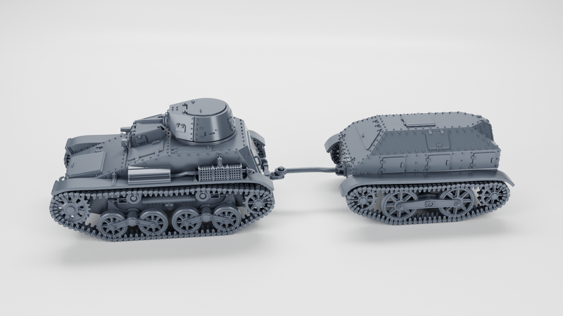 Type 94 Tankette (early) + Trailer - Japanese Army - 28mm Scale - Bolt Action - wargame3d