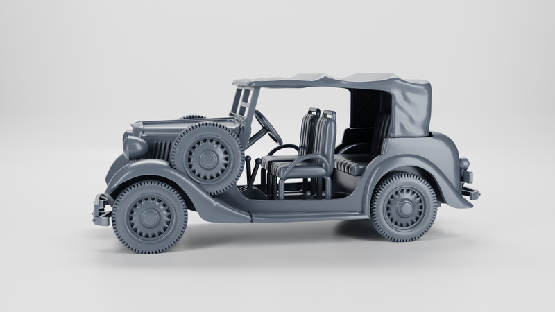 Fiat 508IIIW Lazik Jeep (opened and closed) - Polish Army - 28mm Scale - Bolt Action - wargame3d