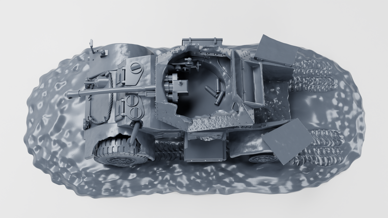 Destroyed Staghound Mk.III - Hadrian- 1 Markers - 40mm Marker - Bolt Action - wargame3d