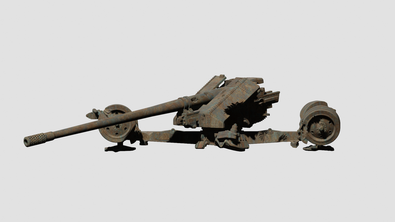 Destroyed Pak 44 128mm Anti-Tank Gun - German Army - Bolt Action - wargame3d- 28mm Scale