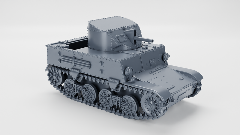 Tank hunter Vickers T13 - Belgan Army - 28mm Scale - Bolt Action - wargame3d