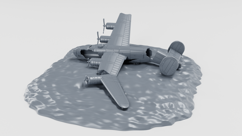 Crashed Consolidated B-24D Liberator - 1 Markers - 40mm Markers - Bolt Action - wargame3d