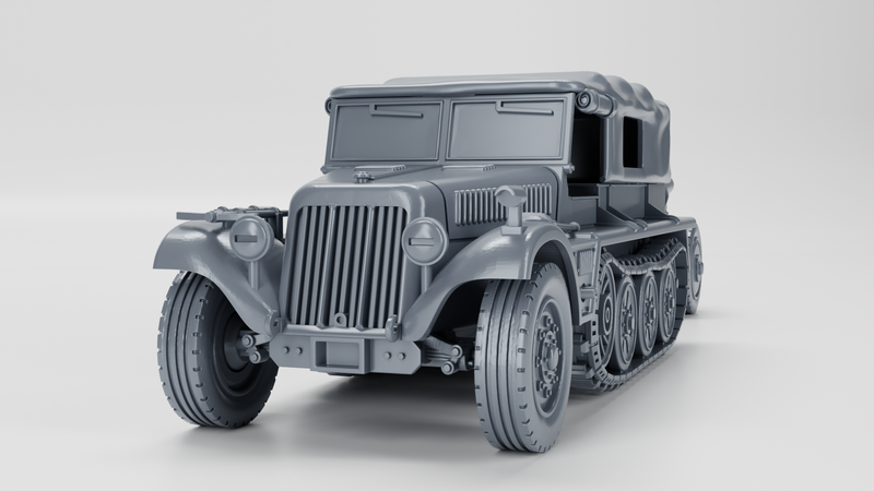 Sd.Kfz.10-2 Demag with 21cm Nebelwerfer - German Army - 28mm Scale - Bolt Action - wargame3d