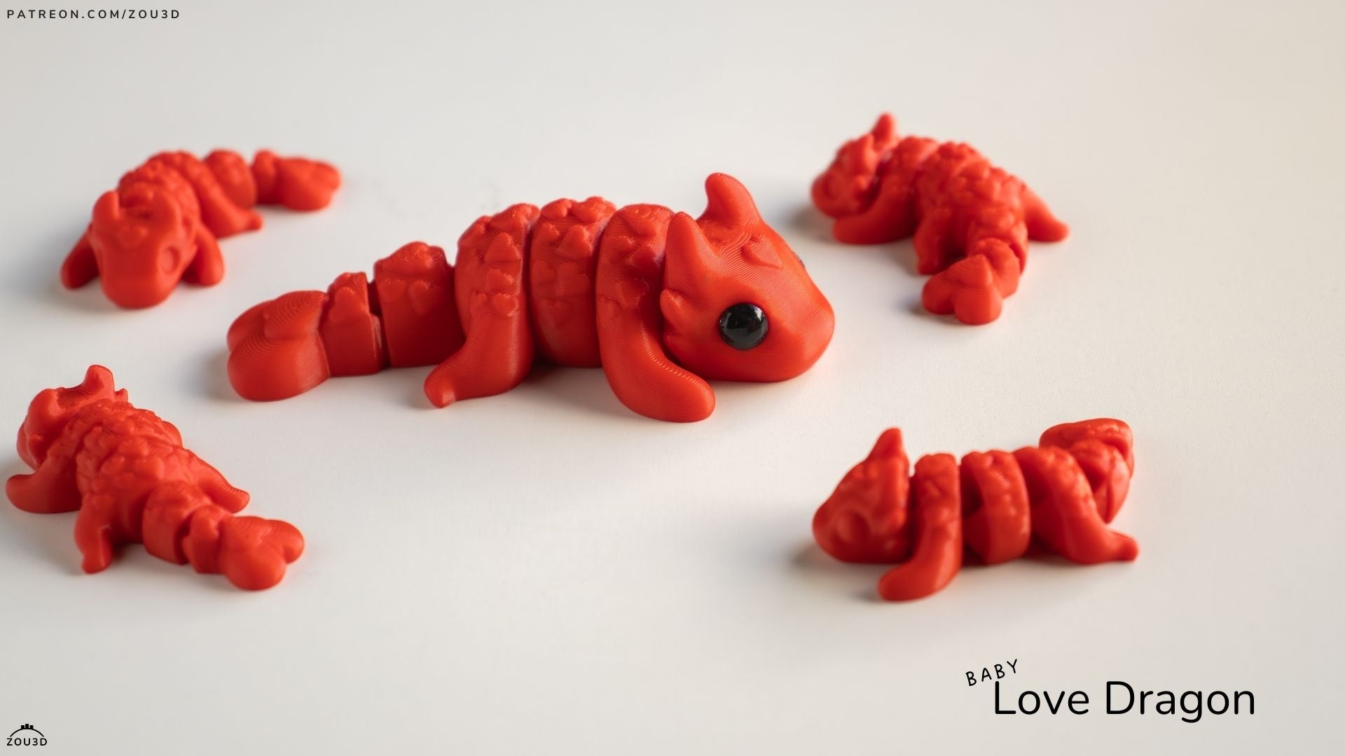 Baby Love Dragon - Articulated - Keychain - Desk Ornament - ZOU3D