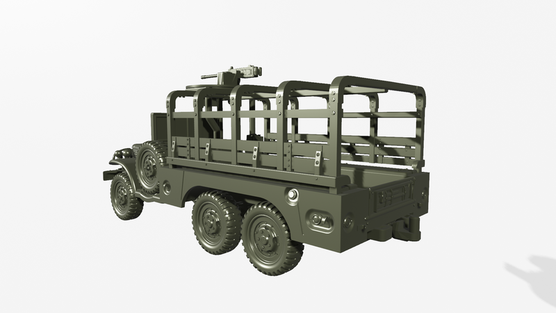 DodgeWC63 with winch+gun+no tent (1.5‑ton, 6x6) - US Army - Bolt Action - wargame3d - 28mm Scale