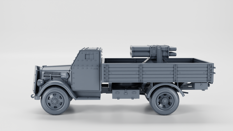 Opel Blitz with FLAK38 20mm with armored cab (+15cm Panzerwerfer) - Germany - Bolt Action - wargame3d - 28mm Scale