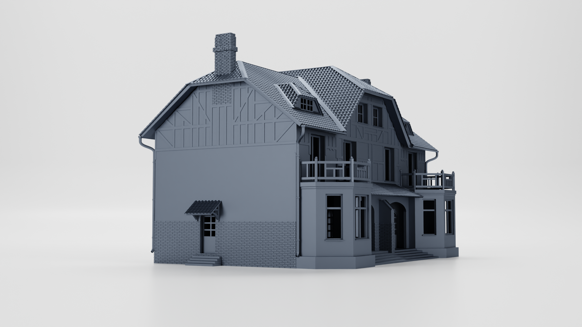 Canadian House (Canada) - Huge House 34X24X22cm- Juno Beach - 28mm Scale -  wargame3d