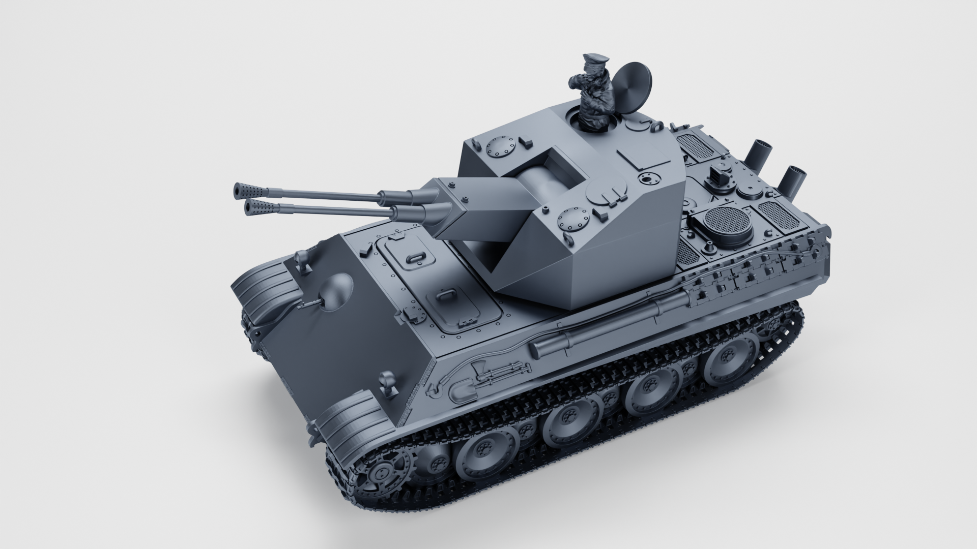 Flakpanzer V Coelian + 3 Tankmen - WWII - German Army -  wargame3d- 28mm Scale