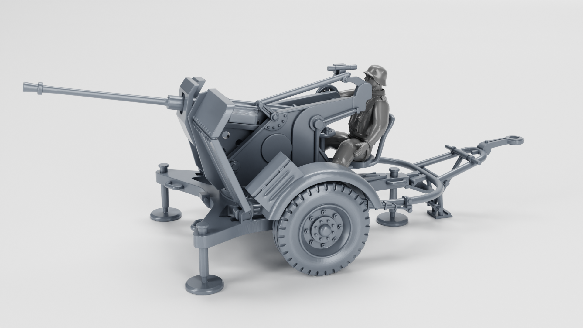 AA gun 20mm Flak 30+Gunner - WWII - German Army -  wargame3d- 28mm Scale