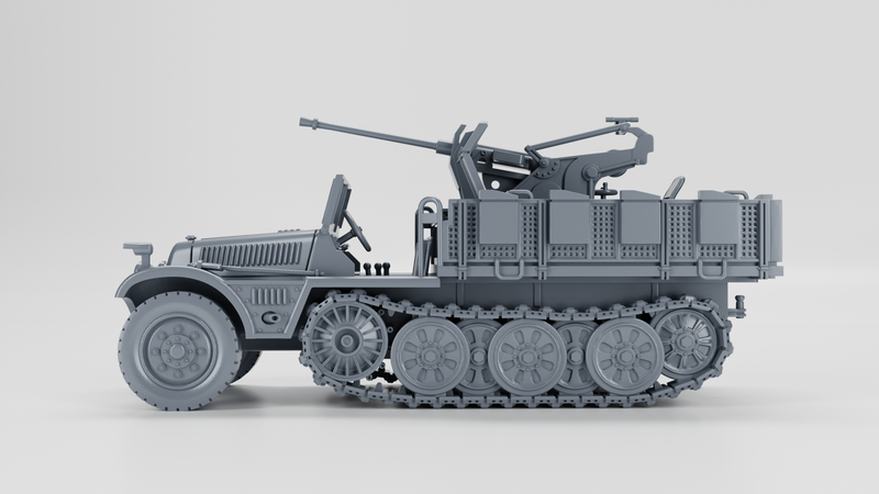 Sd.Kfz.10-4 - 2cm Flak 30 - German Army - 28mm Scale - Bolt Action - wargame3d