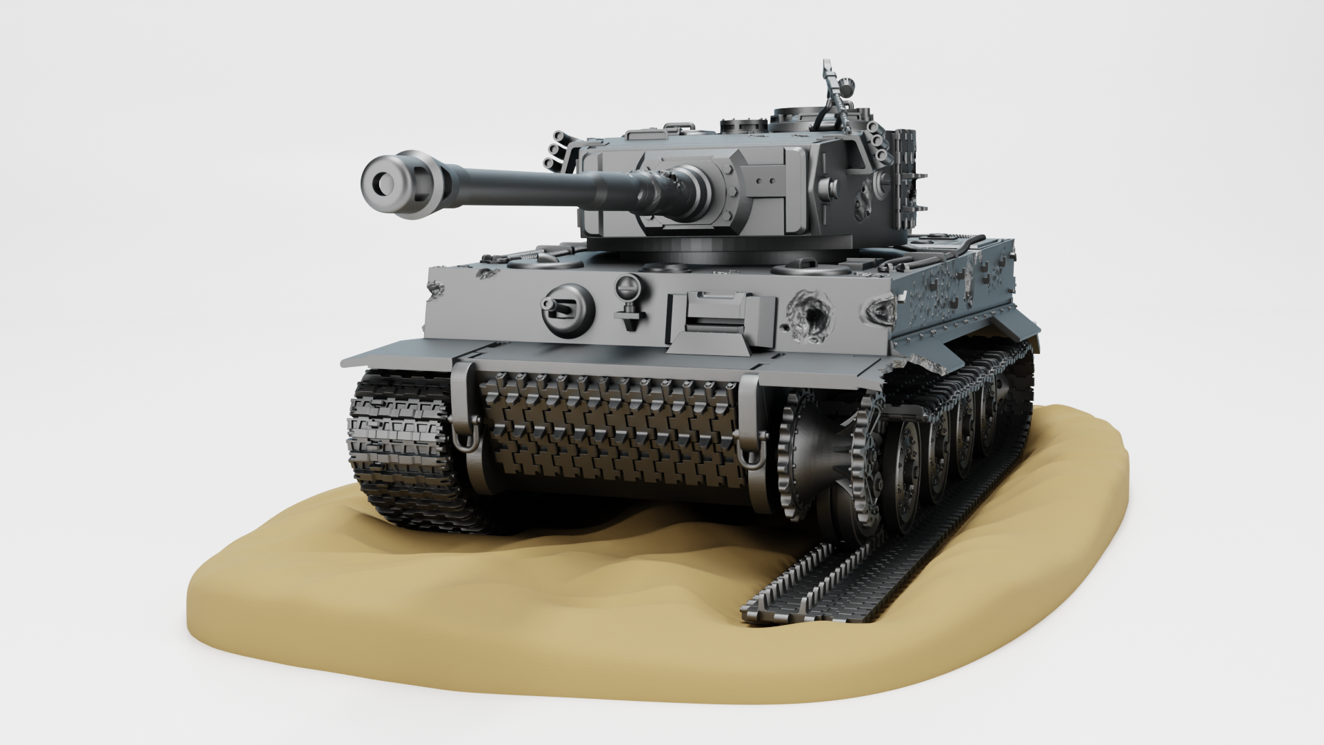 Tiger I Ausf.E (Sd.Kfz.181) Destroyed - Juno Beach - WWII - German Army -  wargame3d - 28mm Scale