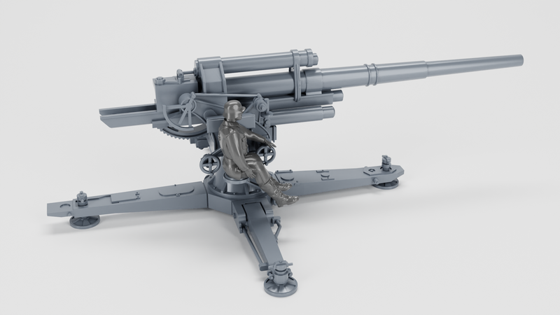 Anti-aircraft gun 88mm Flak 18 - wheeled+on cross - WWII - German Army - Bolt Action - wargame3d - 28mm Scale