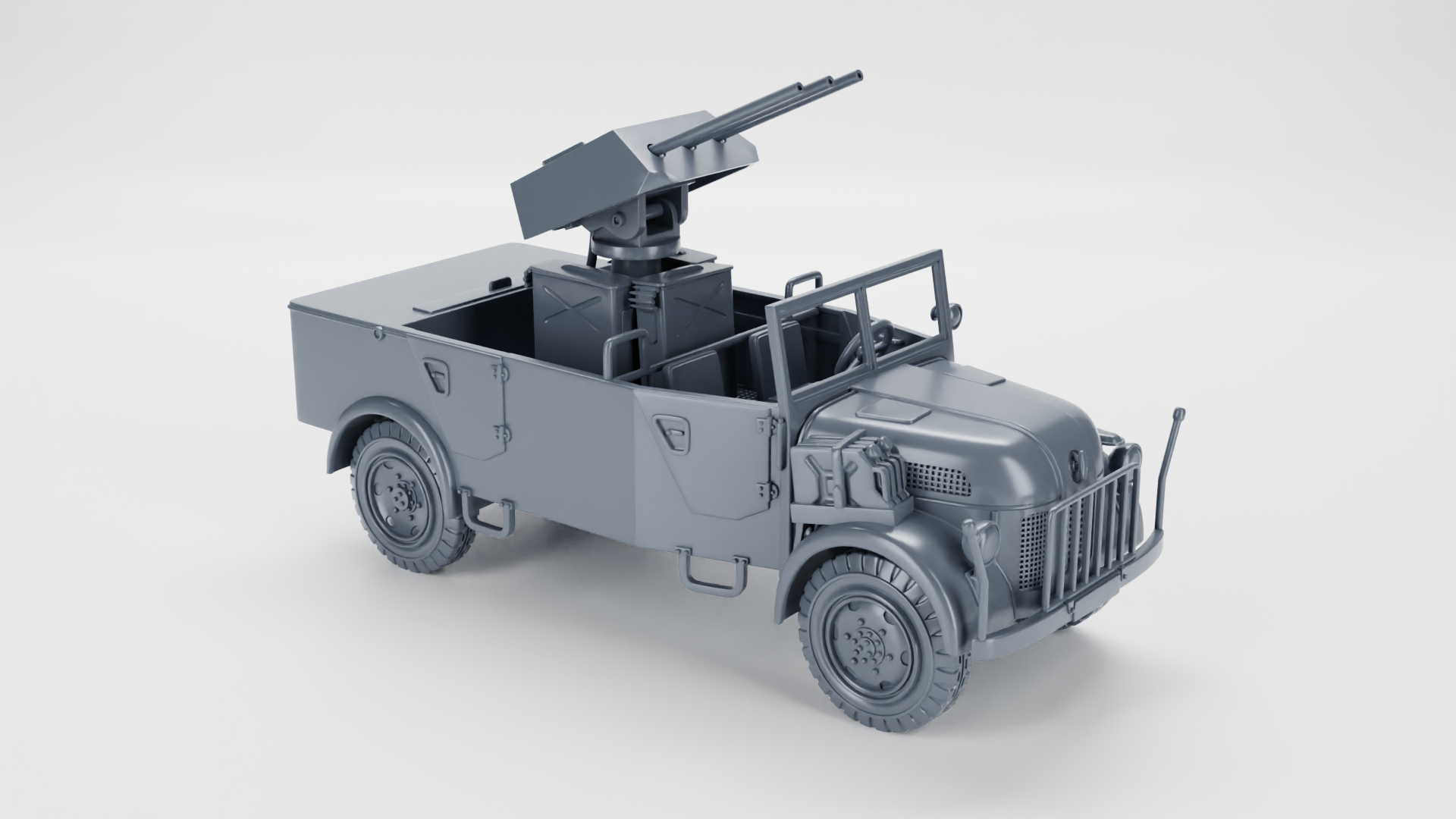 Steyr 1500 with Drilling MG151 + ammo trailer - WWII - German Army -  wargame3d - 28mm Scale