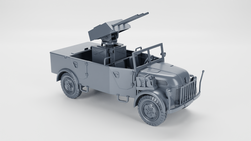 Steyr 1500 with Drilling MG151 + ammo trailer - WWII - German Army - Bolt Action - wargame3d - 28mm Scale