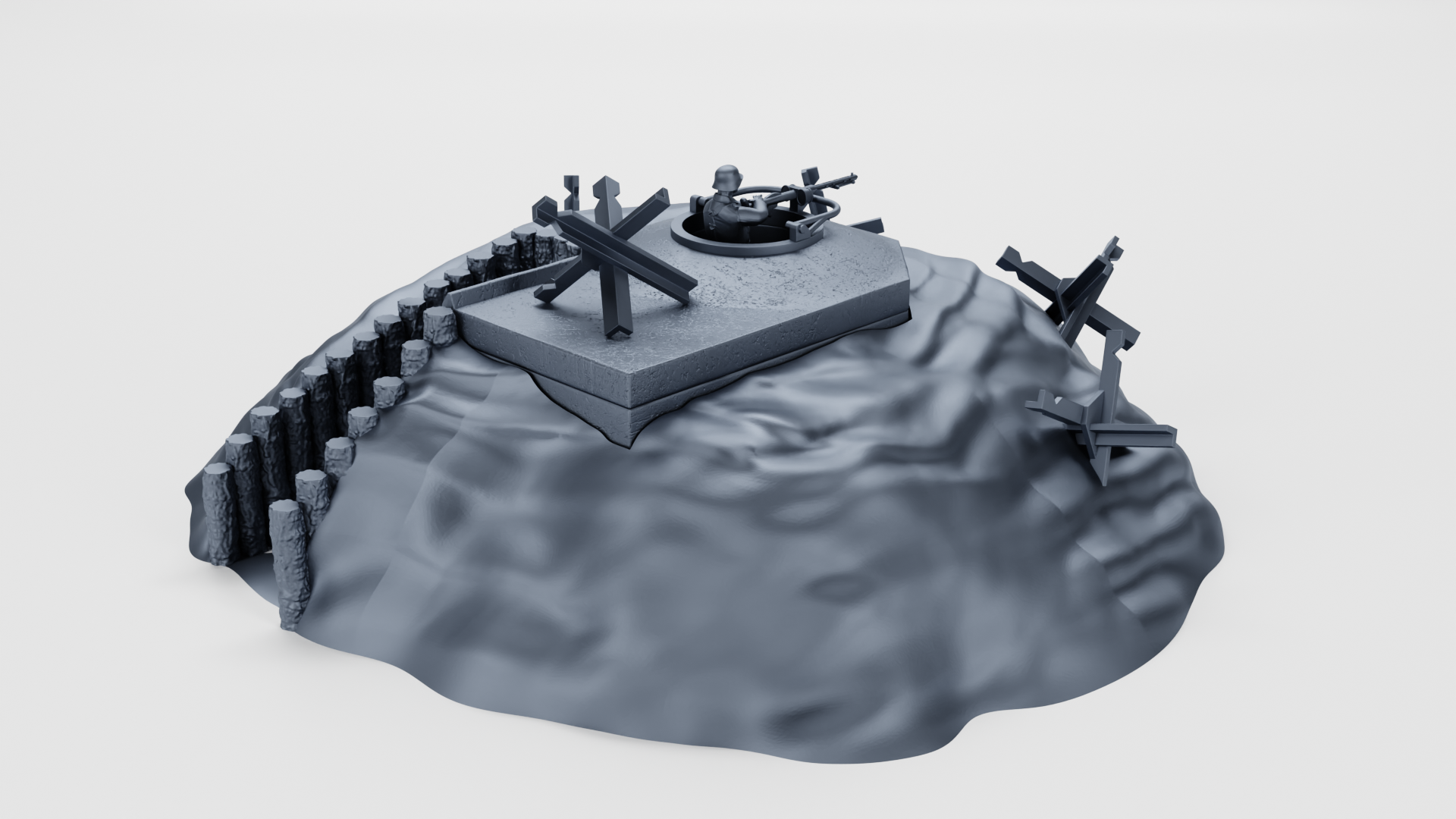 Bunker Tobruk Regelbau 58c (Germany) - 17 Buildings, Bunkers, Vehicles, and Aircraft of Juno Beach - German Scenery - 28mm Scale -  wargame3d