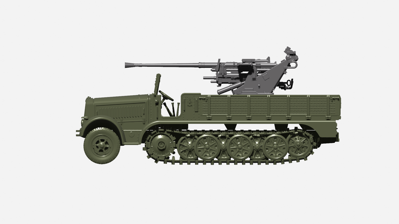 Sd.Kfz.7-2 - 3.7cm Flak37 - German Army - 28mm Scale - Bolt Action - wargame3d