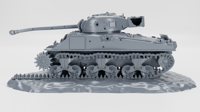 Destroyed Sherman Firefly VC - US Army - Bolt Action - wargame3d- 28mm Scale