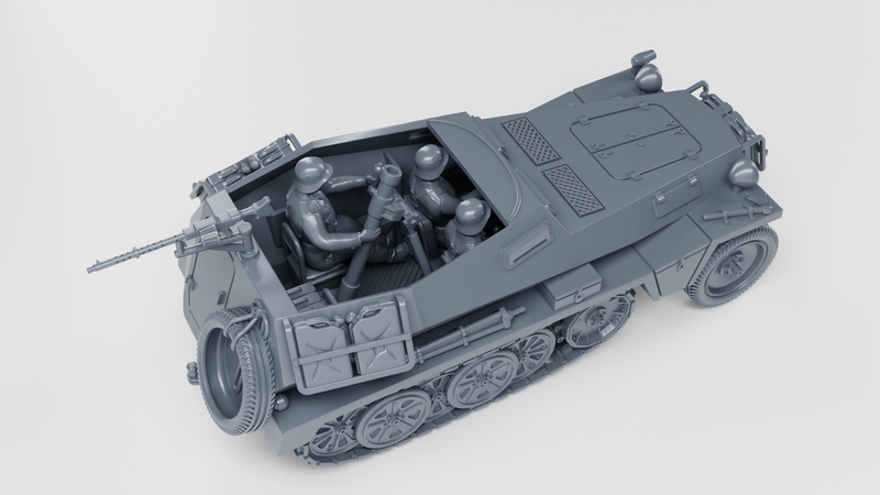 Sd.Kfz.250 7 - 8cm Granatwerfer (mortar carrier) - German Army - 28mm Scale - Bolt Action - wargame3d