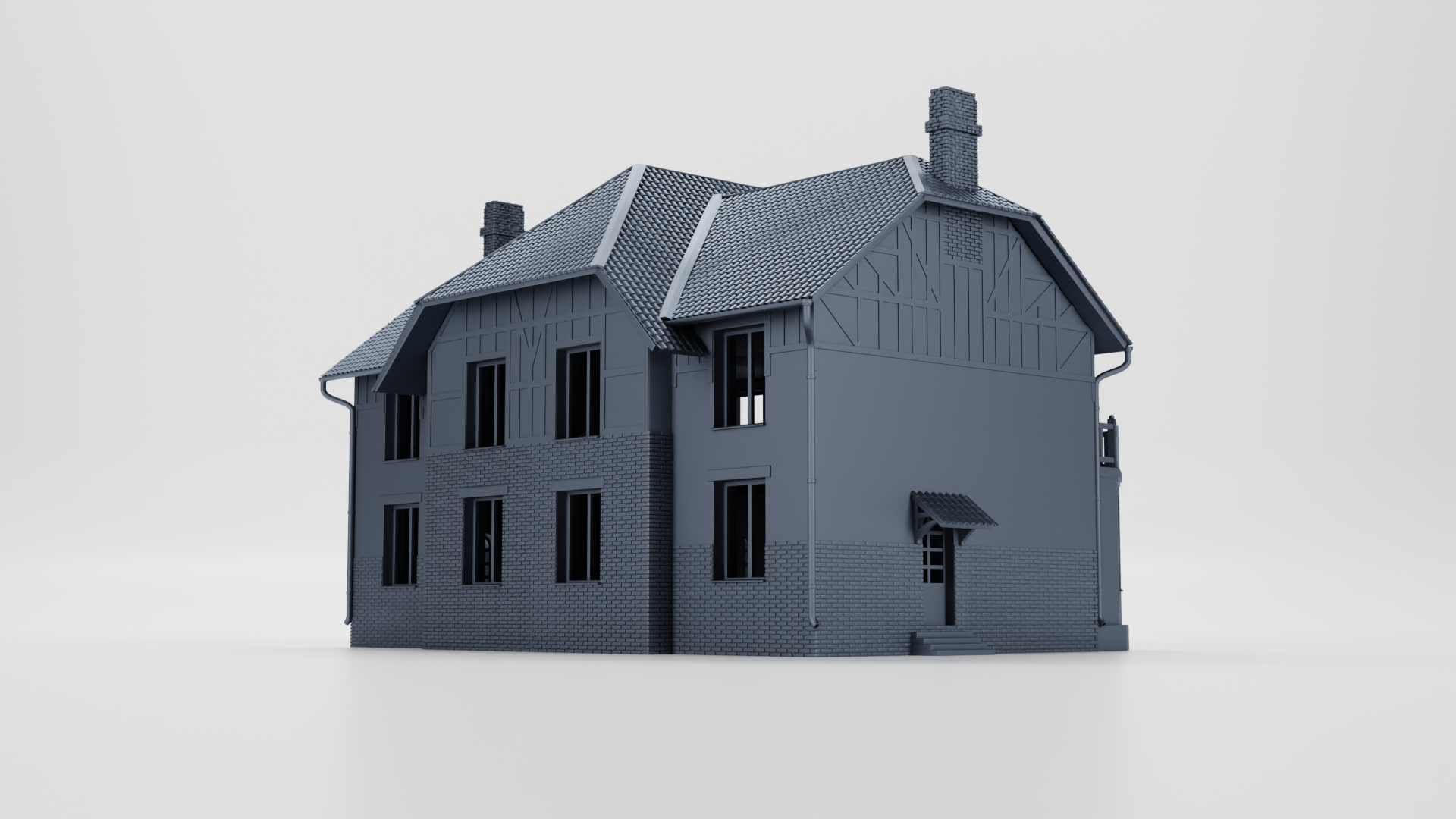 Canadian House (Canada) - Huge House 34X24X22cm- Juno Beach - 28mm Scale -  wargame3d